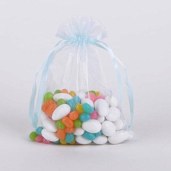 100 Winter Organza Bag Large 8x14" Gift Turquoise Light Blue Gray Royal White - Picture 3 of 6